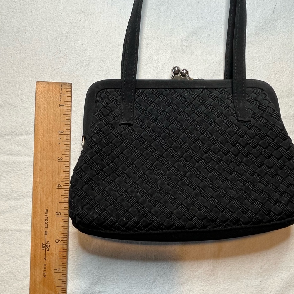 Liz Claiborne Small Black Woven Vintage Evening Purse - Picture 11 of 12